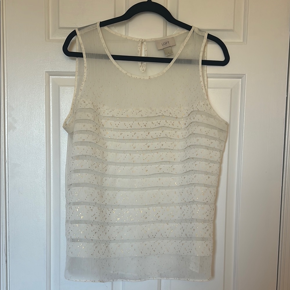 LOFT Cream & Gold Tank Top